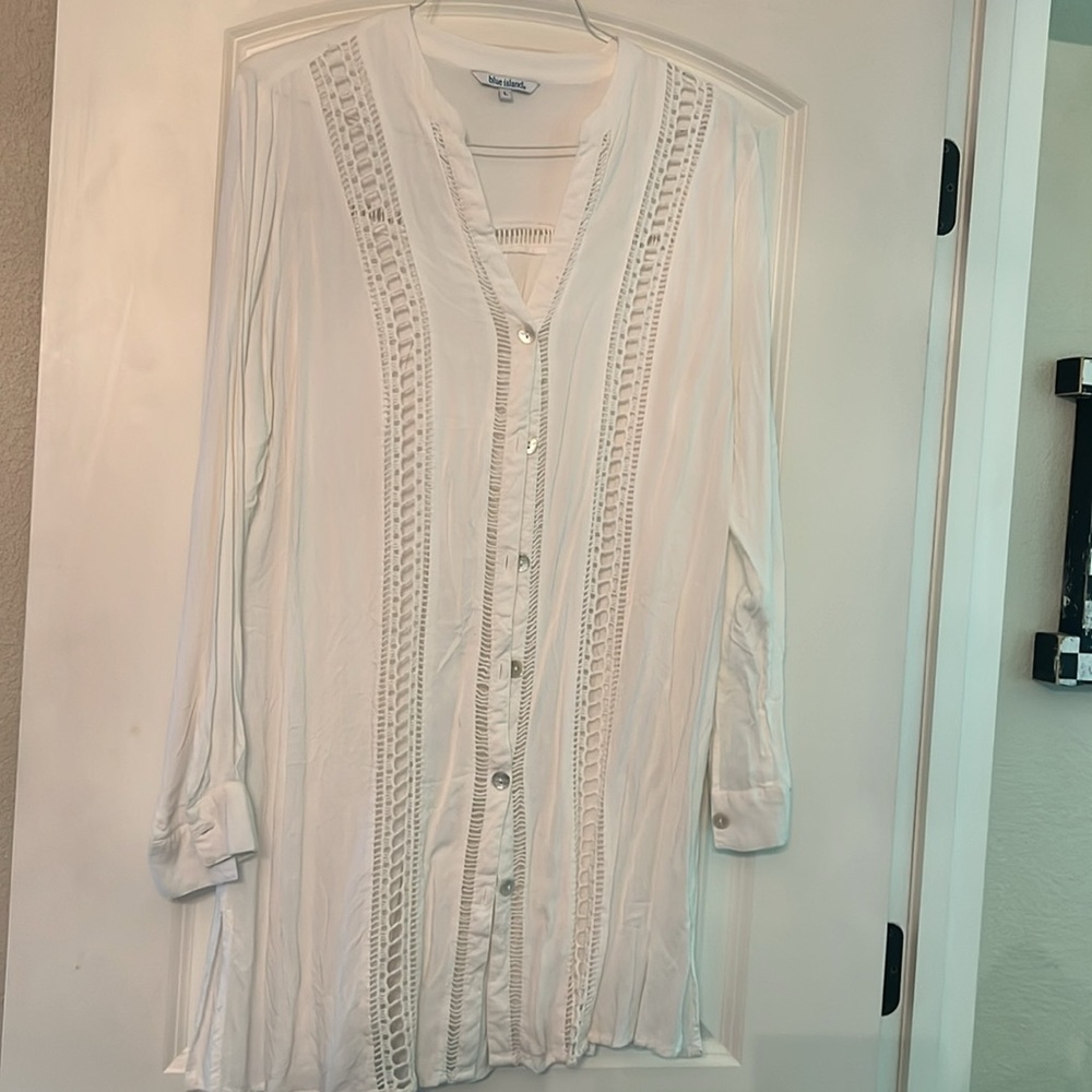 White cotton Swimsuit cover up.. - Picture 6 of 7